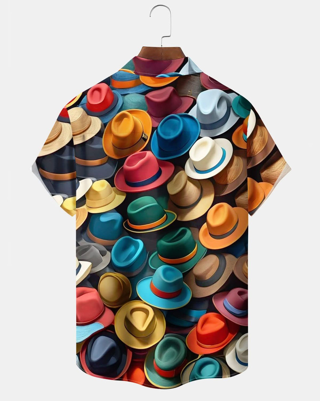 Alohadaddy® Vintage Stacked Hat Print Art Pockets Buttons Elastic Men&