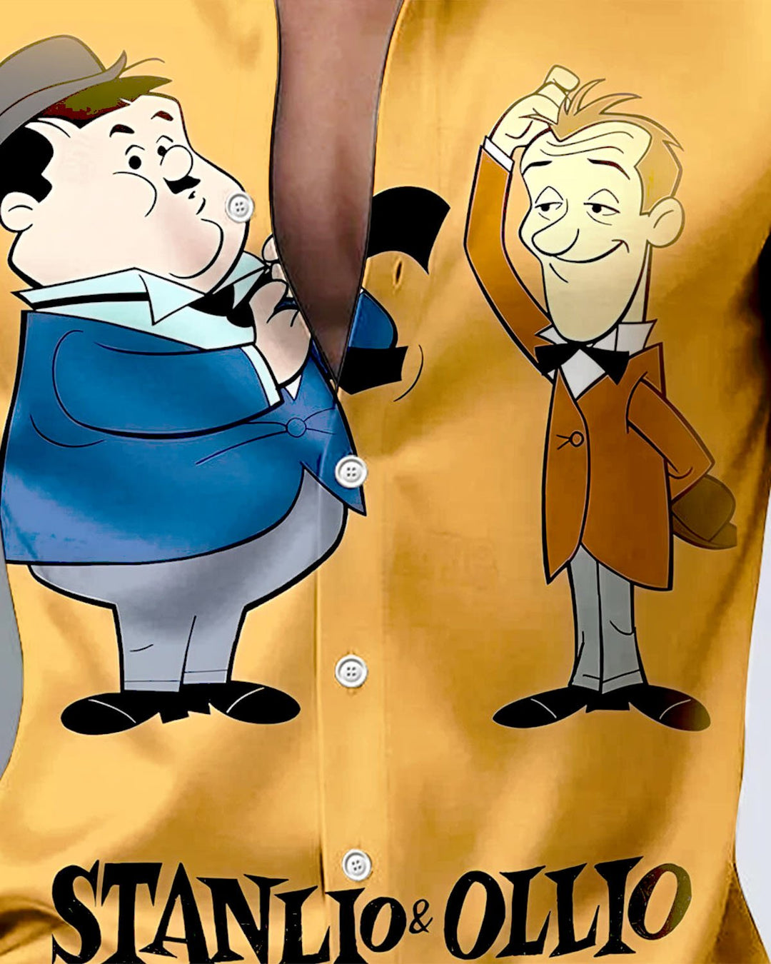 Alohadaddy® Satin Finish Retro Cartoon Atomic Print Button Stretch Men&