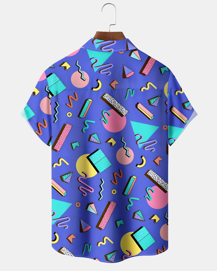 Alohadaddy® Casual Geometric Print Art Button Pocket Cardigan Men&