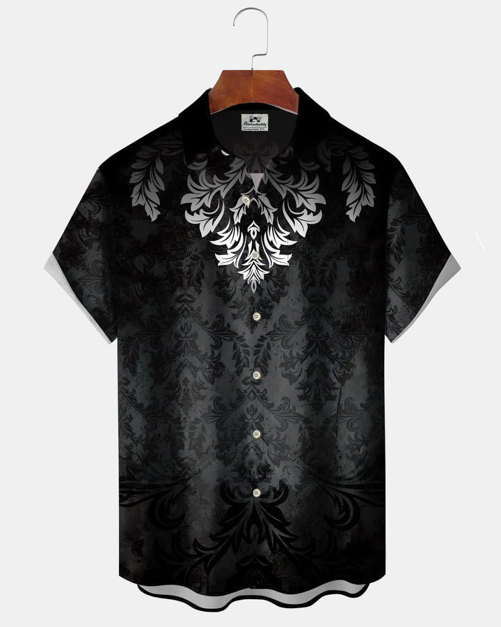Alohadaddy® Vintage Baroque Print Art Button Pocket Cardigan Men&