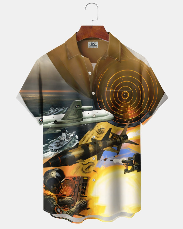 Alohadaddy® Casual Fighter Print Art Button Pocket Cardigan Men&