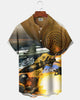 Alohadaddy® Casual Fighter Print Art Button Pocket Cardigan Men's Short Sleeve Shirt Big & Tall