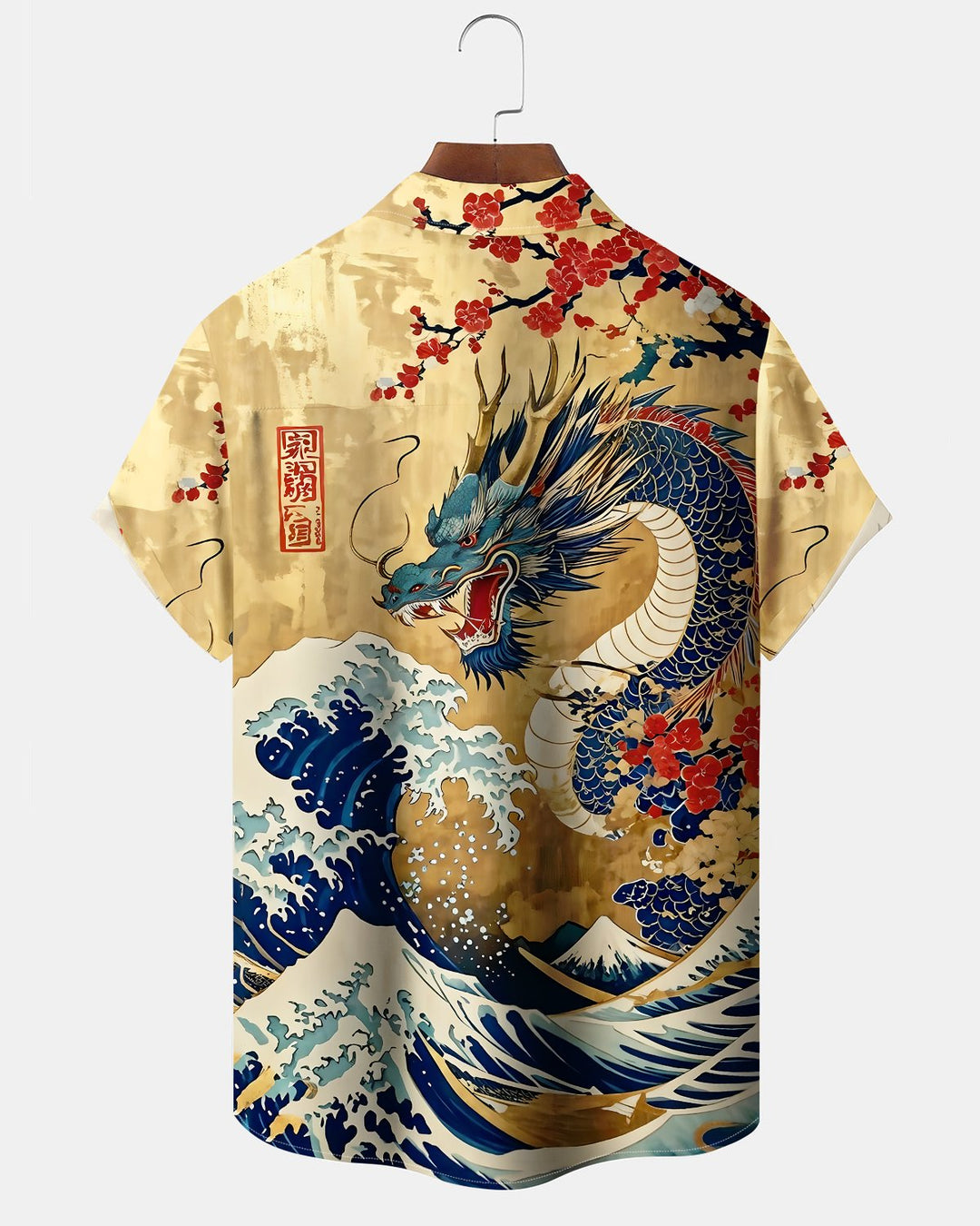 Alohadaddy® Vintage Dragon Print Art Button Pocket Cardigan Men&