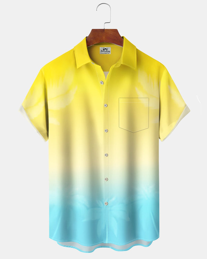 Alohadaddy® Casual Gradient Print Art Button Pocket Cardigan Men&