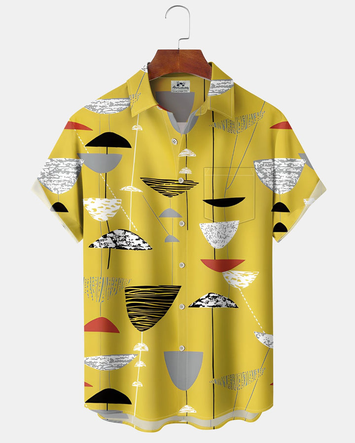 Alohadaddy® Casual Abstract Print Art Button Pocket Cardigan Men&