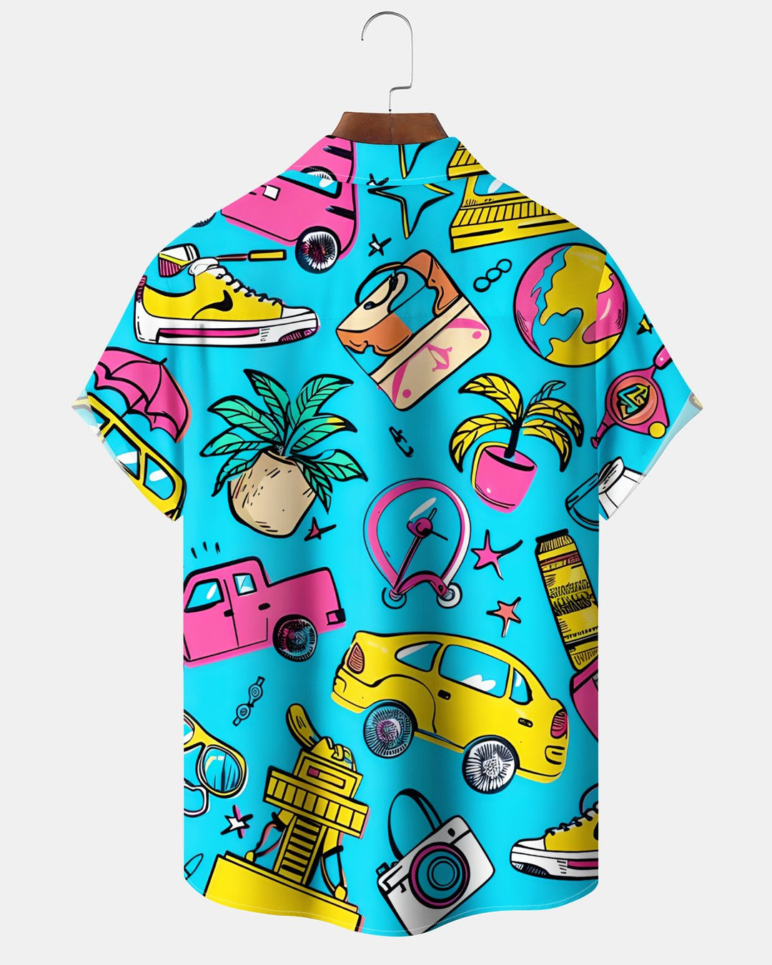Alohadaddy® Hawaiian Automotive Print Art Button Pocket Cardigan Men&