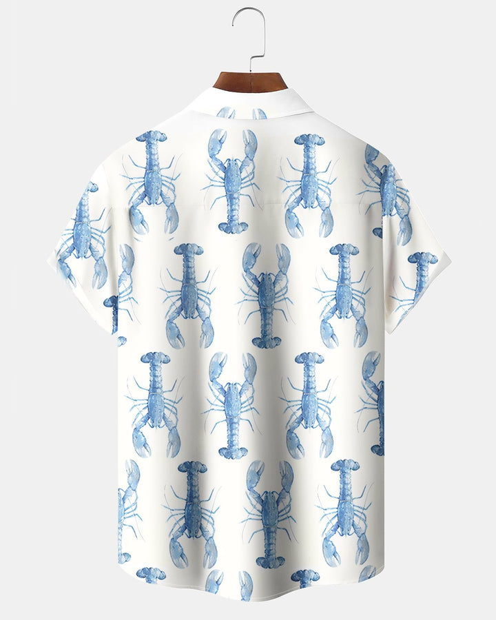 Alohadaddy® Casual Lobster Print Art Button Pocket Cardigan Men&
