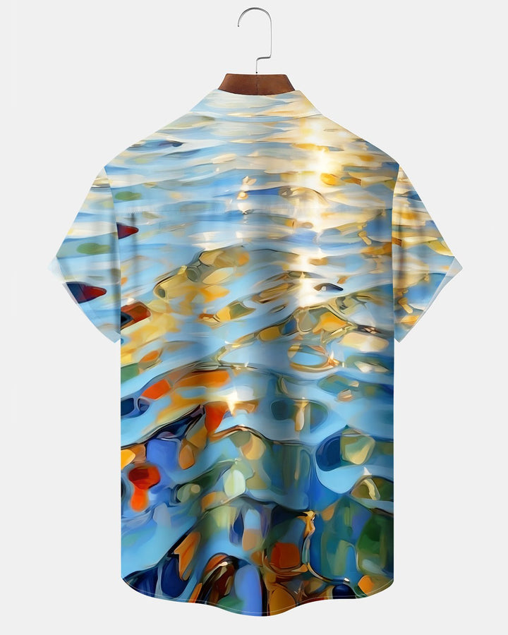 Alohadaddy® Casual Abstract Print Art Button Pocket Cardigan Men&