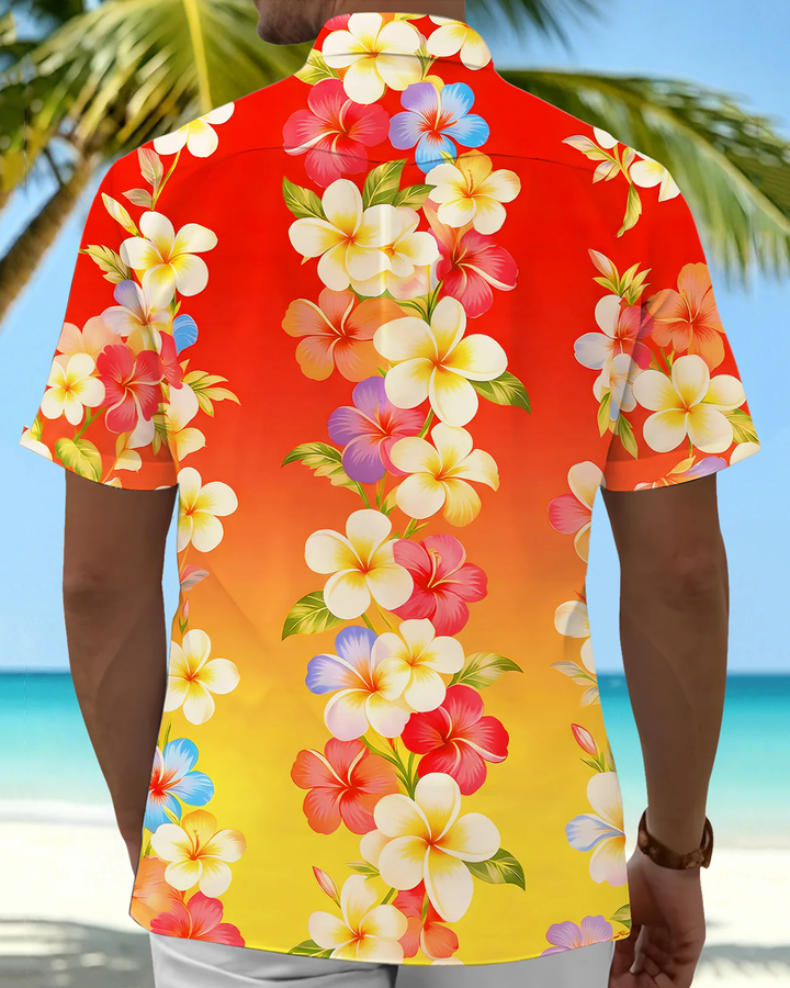 Alohadaddy® Hawaiian Floral Print Art Button Pocket Cardigan Men&