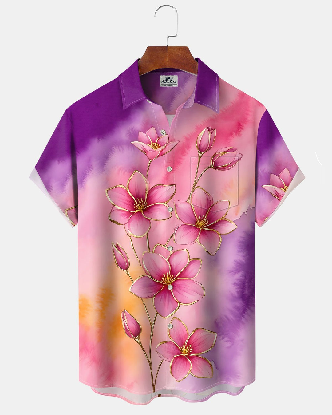 Alohadaddy® Hawaiian Floral Print Art Button Pocket Men&