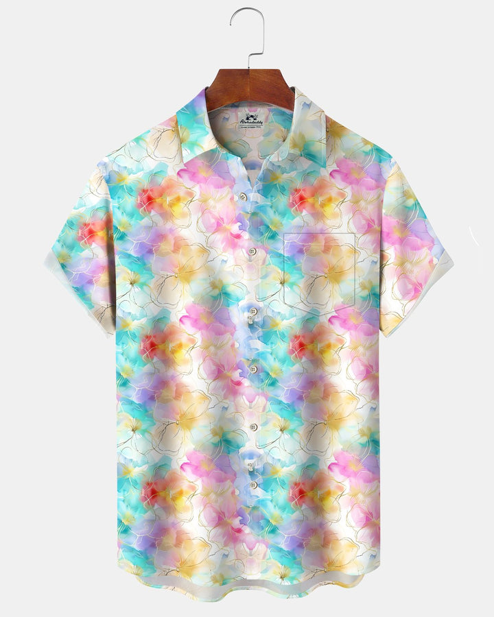 Alohadaddy® Hawaiian Floral Print Art Button Pocket Cardigan Men&