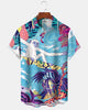 Alohadaddy® Hawaiian Monkey Print Art Button Pocket Cardigan Men's Short Sleeve Shirt