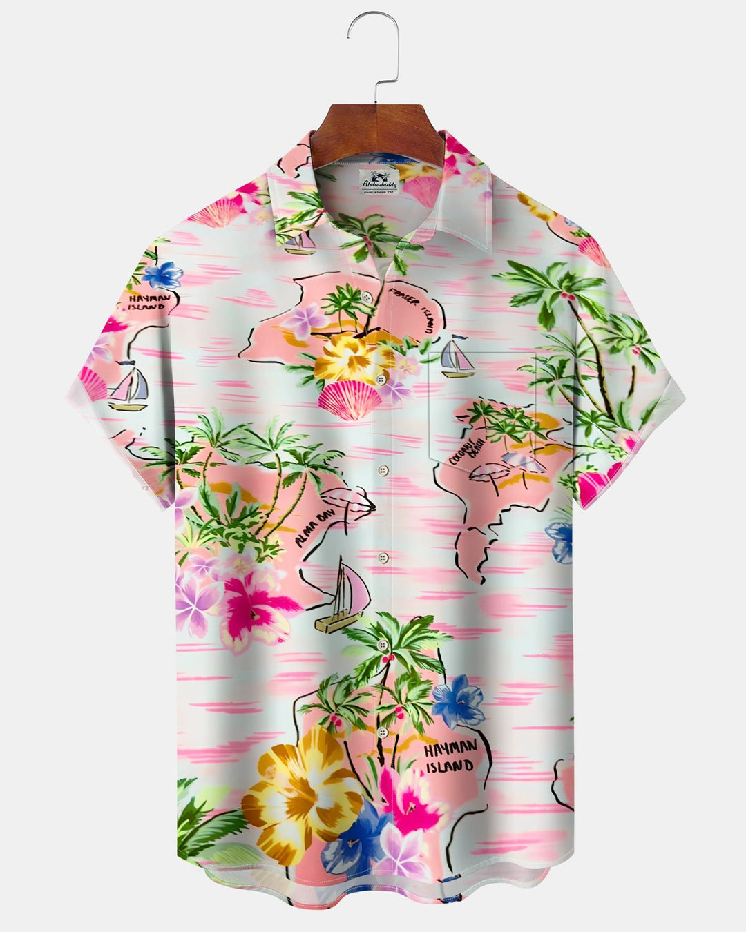 Alohadaddy® Hawaii Palm Tree Print Button-Down Shirt   Men&