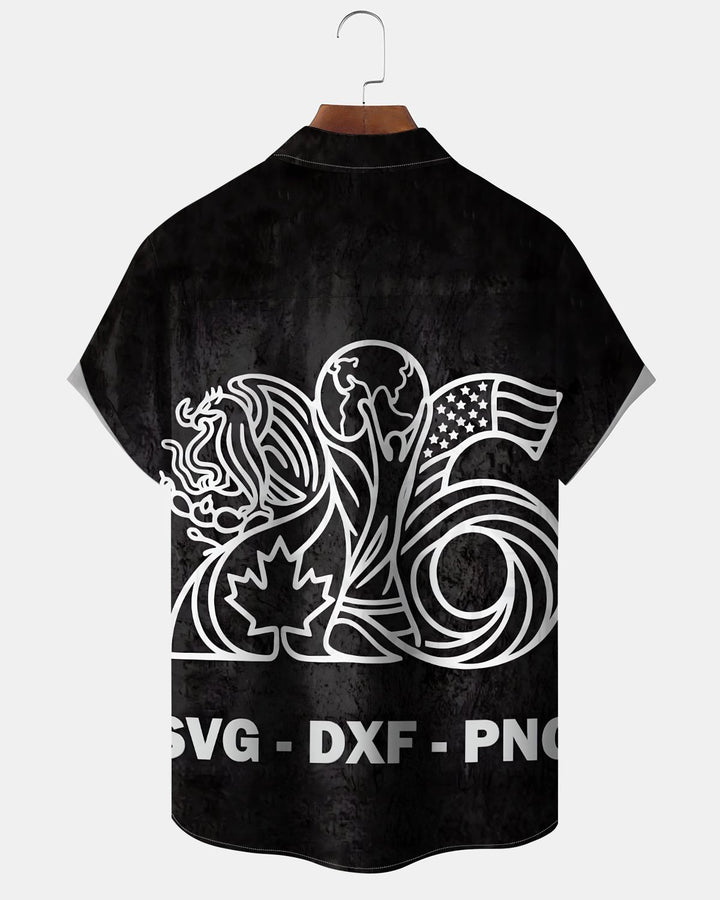 Alohadaddy® Casual World Cup Print Art Button Pocket Cardigan Men&