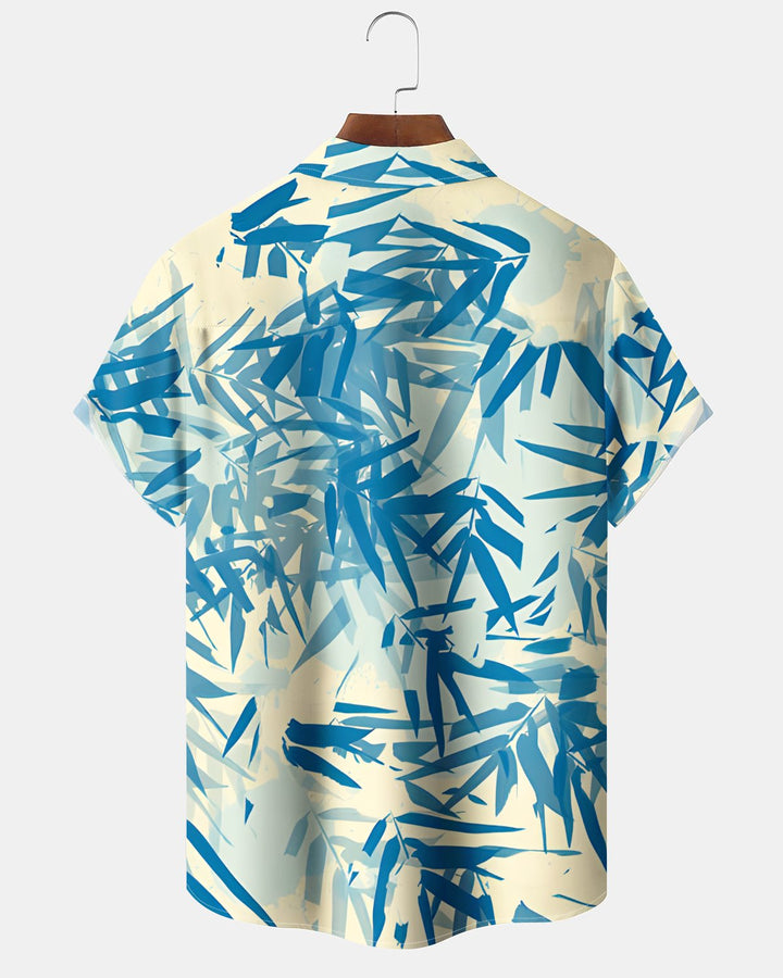 Alohadaddy® Hawaiian Bamboo Print Art Button Pocket Cardigan Men&