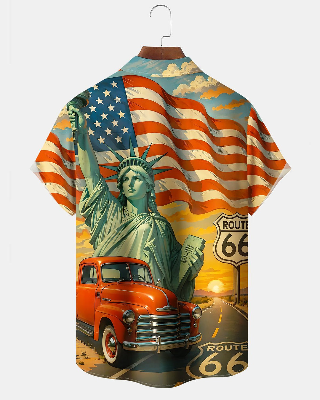 Alohadaddy® Holiday Independence Day Print Art Button Cardigan with Pockets Men&