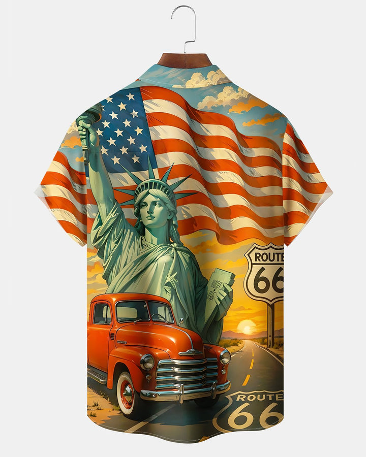 Alohadaddy® Holiday Independence Day Print Art Button Cardigan with Pockets Men&