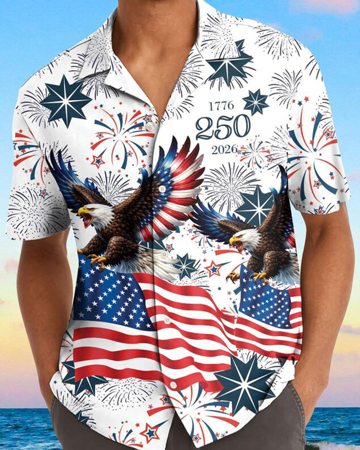 Alohadaddy® Holiday Independence Day Print Art Button Pocket Cardigan Men&