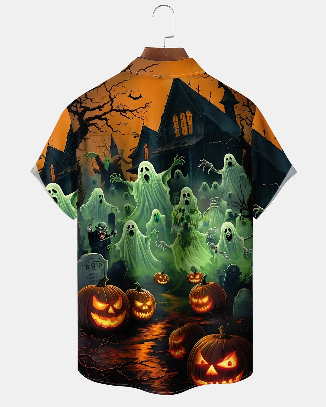 Alohadaddy® Holiday Halloween Graphic Print Button-Down Pocket Cardigan-Style Men&