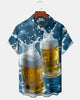Alohadaddy® Men's Short-Sleeve Button-Down Shirt  Hawaiian Beer Season Graphic Print with Chest Pocket
