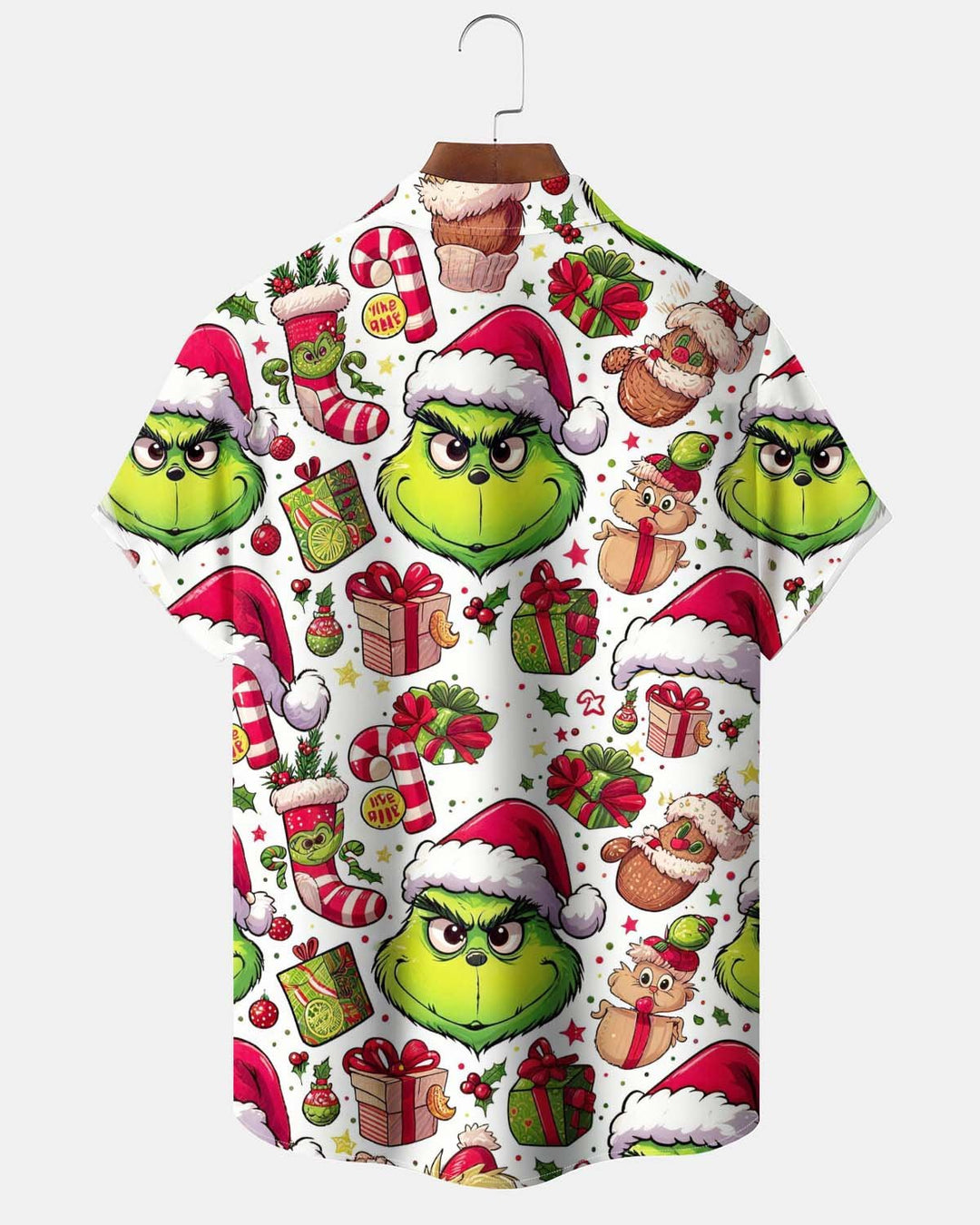 Alohadaddy® Holiday/Christmas Print Button-Down Short-Sleeve Shirt with Pocket for Men
