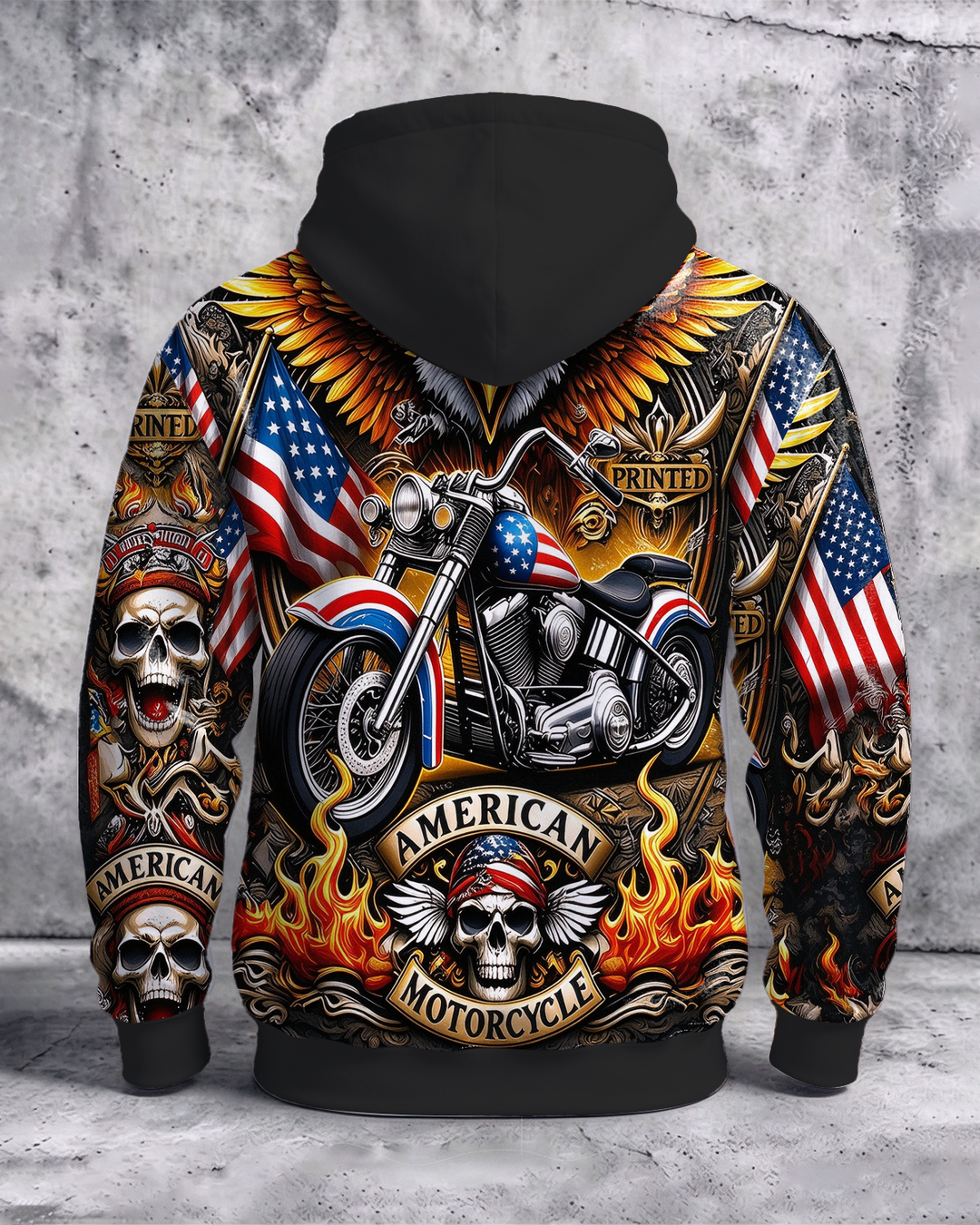 Alohadaddy® Men’s National Flag Skull Print Pullover Hoodie