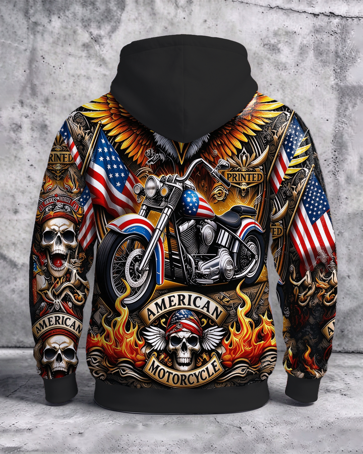 Alohadaddy® Men’s National Flag Skull Print Pullover Hoodie