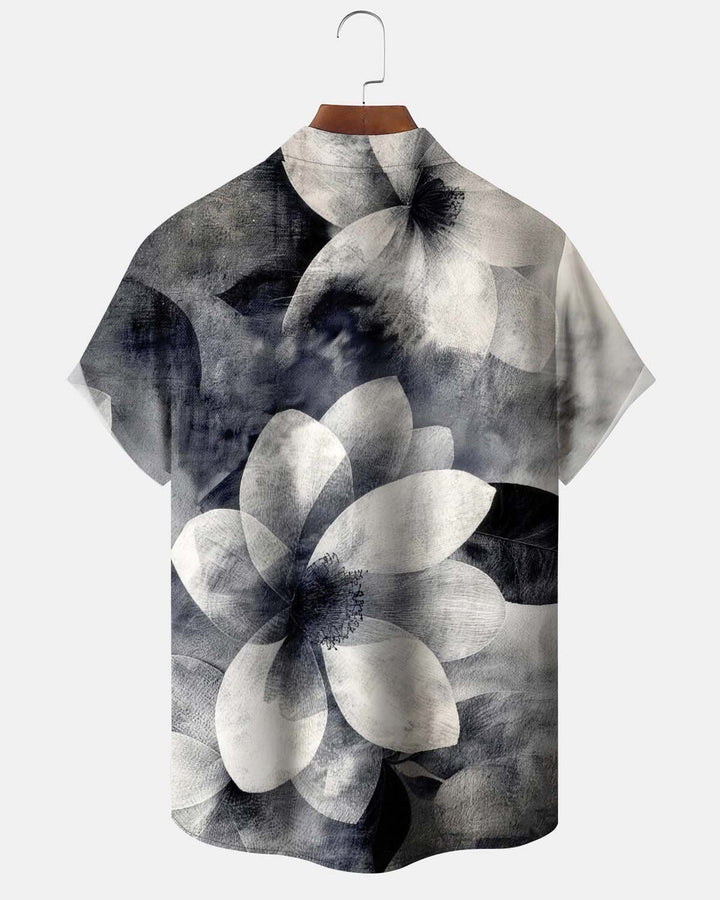 Alohadaddy® Men’s Short-Sleeve Button-Down Shirt  Vintage Floral Print with Pocket