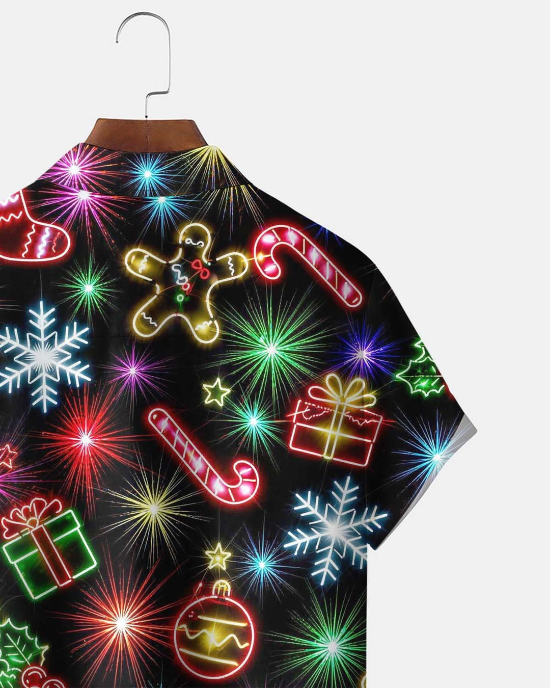 Alohadaddy® Holiday/Christmas Print Button-Down Short-Sleeve Men’s Cardigan Shirt with Pocket