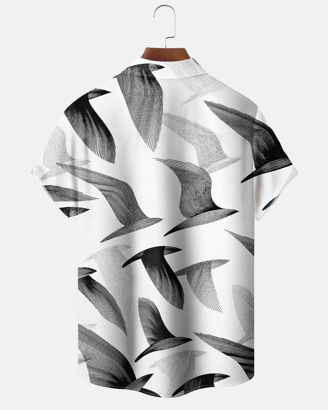 Alohadaddy® Men’s Short-Sleeve Button-Down Shirt with Bird Print Featuring a Chest Pocket