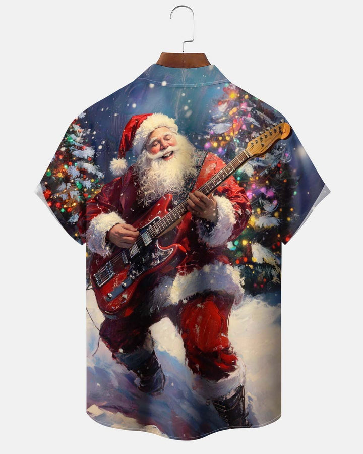 Alohadaddy® Men’s Short-Sleeve Button-Down Shirt  Holiday/Christmas Graphic Print with Pocket