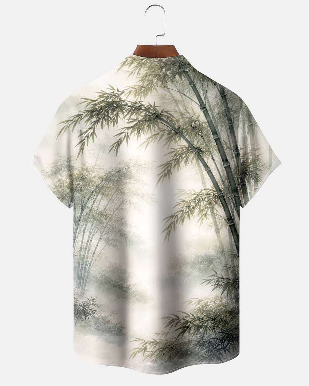 Alohadaddy® Men’s Short-Sleeve Button-Down Shirt with Bamboo Print Featuring a Chest Pocket