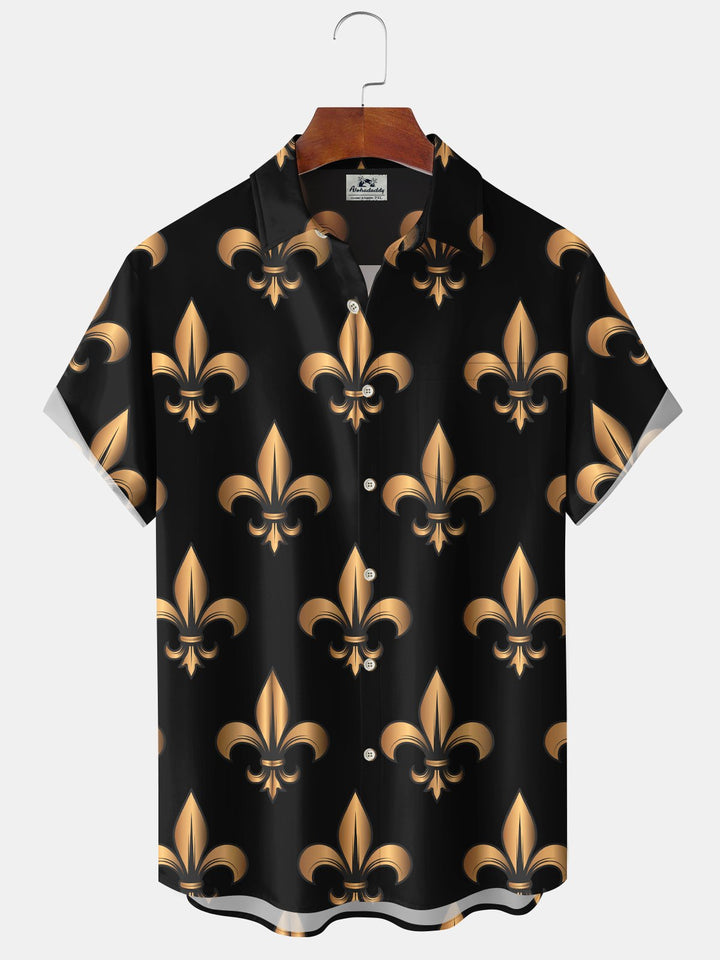 Alohadaddy Vintage Holiday Mardi Gras Short Sleeve Pocket Shirt