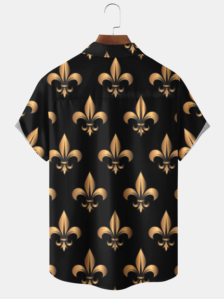 Alohadaddy Vintage Holiday Mardi Gras Short Sleeve Pocket Shirt