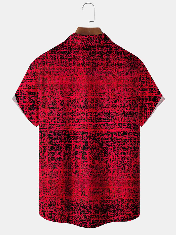 Alohadaddy Vintage Geometric Textured Pocket Short-Sleeved Shirt