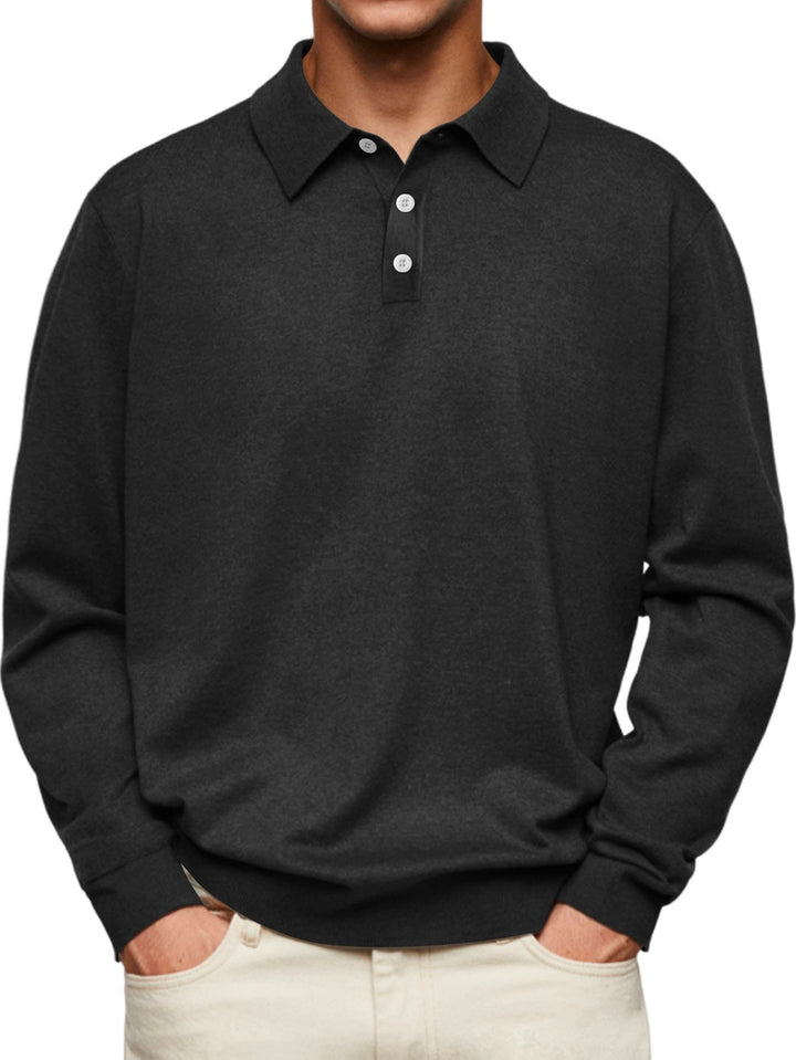 Camisa tipo polo de manga larga con botones para hombre de Alohadaddy Basics Plain