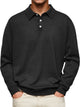 Alohadaddy Basics Plain Men's Button-Down Long Sleeve POLO Shirt