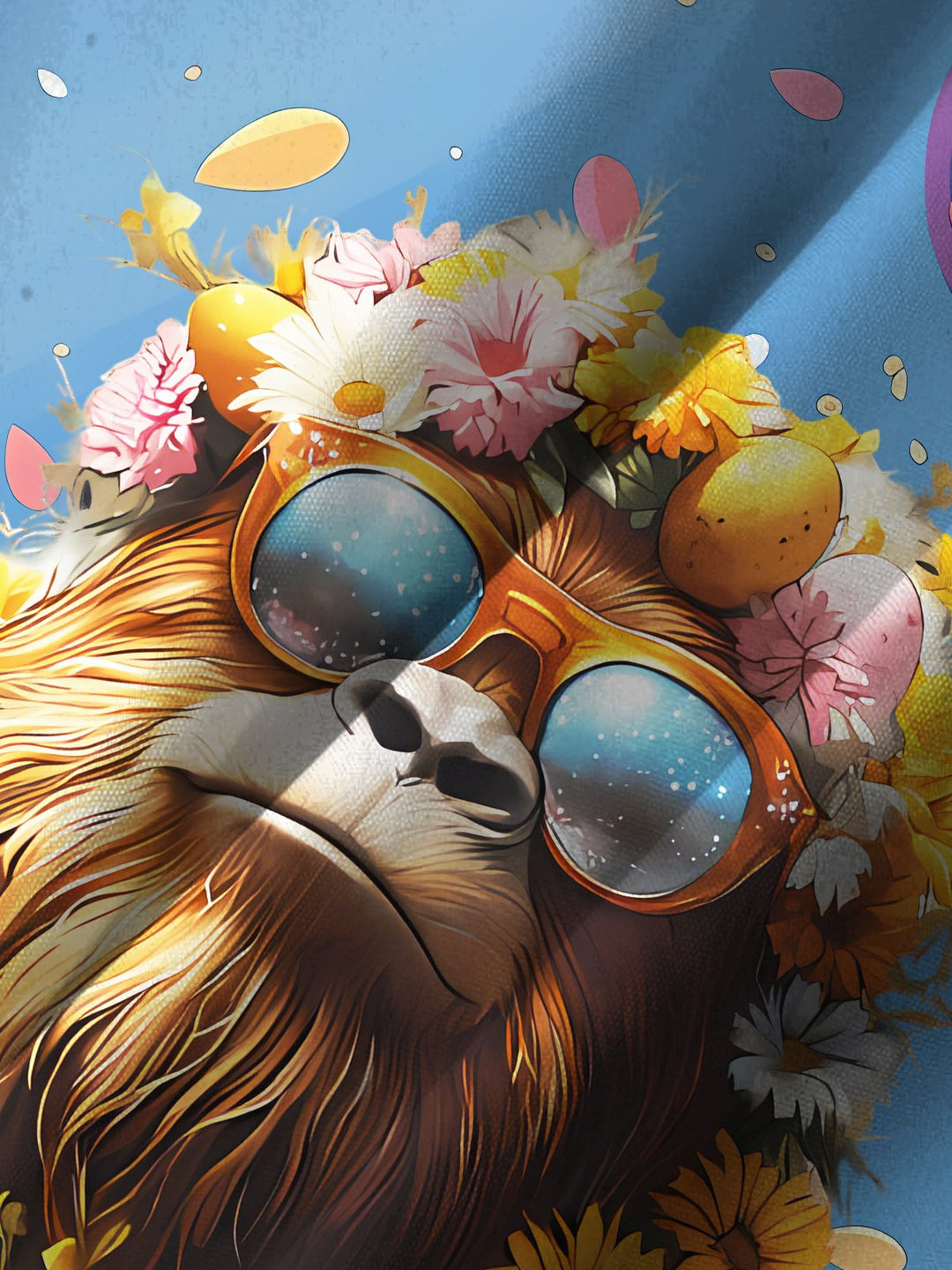 Alohadaddy Hawaii Resort Style Easter Bigfoot Print Art Pocket Button Stretch Large Size Men&