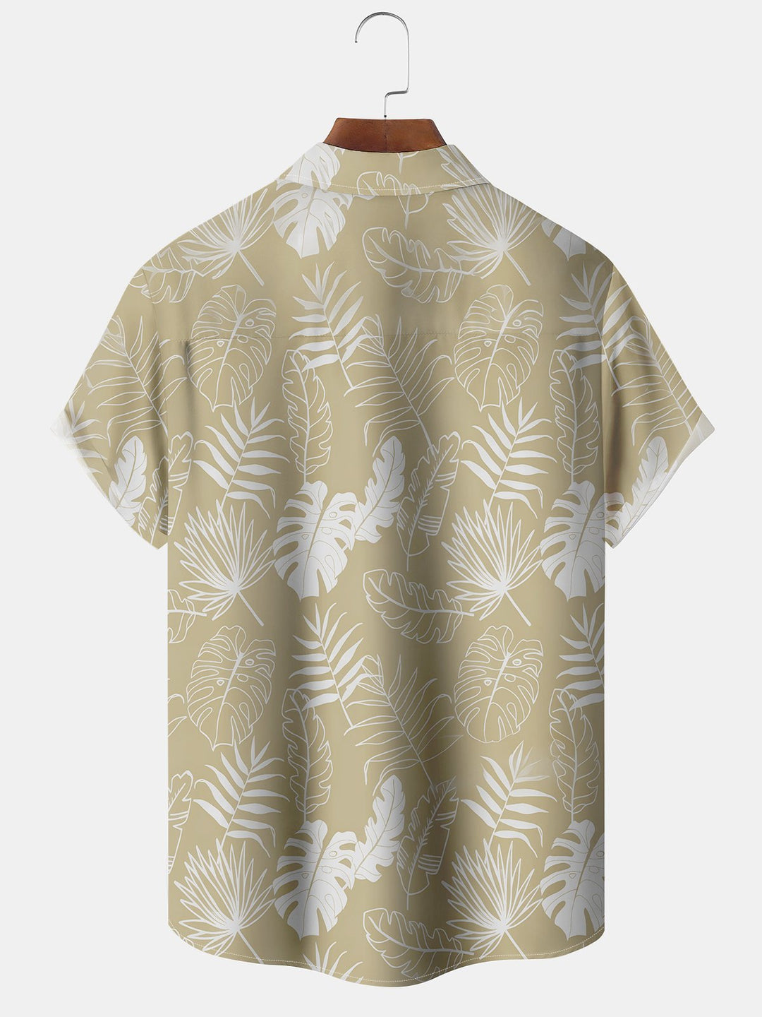 Alohadaddy Hawaiian Resort Style Tropical Plants Leaves Print Art Pockets Buttons Elastic Oversized Shirt