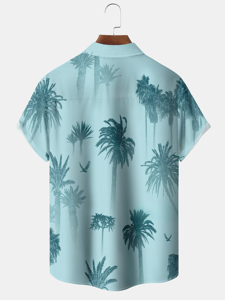 Alohadaddy Hawaiian Holiday Style Palm Tree Print Art Button Cardigan Pocket Stretch Large Size Long Short Sleeve Shirt