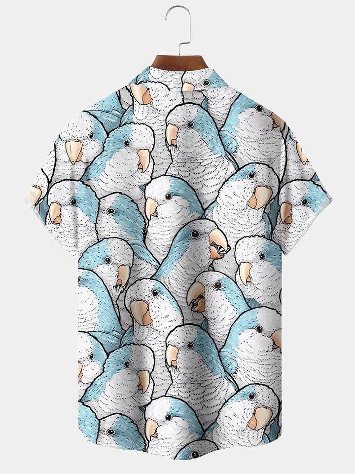 Alohadaddy Casual Collection Parrot Art Print Button Cardigan Pockets Large Size Long Short Sleeve Shirt