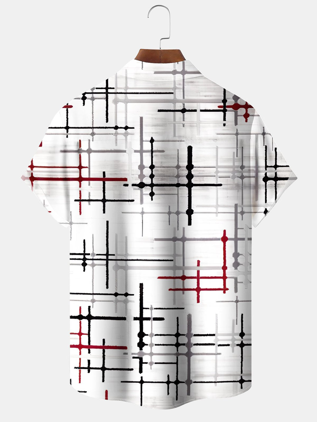Alohadaddy Casual Stripes Art Print Moisture Wicking Chest Pocket Oversized Stretch Hawaiian Short Sleeve Shirt