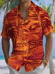 Alohadaddy® Hawaii Coconut Tree Print Chest Pocket Stretch Men's Short Sleeve Shirt
