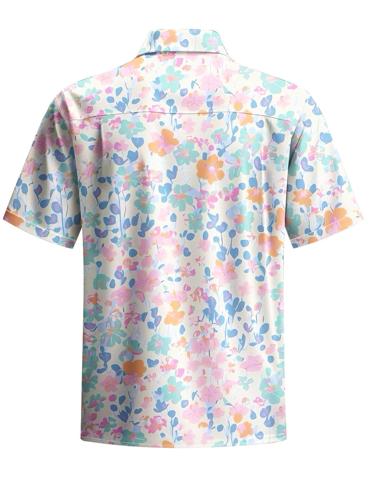 Alohadaddy® Hawaiian Flowers Art Print Chest Pocket Mens Short Sleeve Shirt Big &amp; Tall