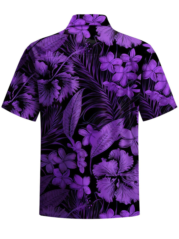 Alohadaddy® Hawaiian Floral Art Print Chest Pocket Mens Short Sleeve Shirt Big &amp; Tall