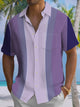 Alohadaddy® Casual Contrast Stripe Art Print Chest Pocket Men's Short Sleeve Shirt Big & Tall