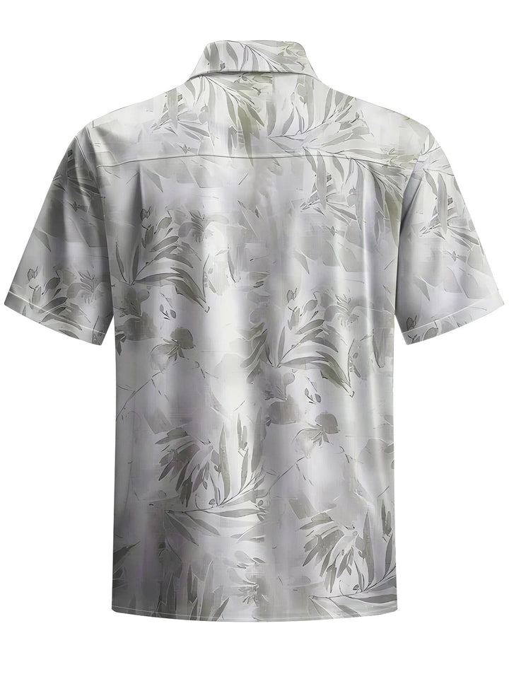 Alohadaddy® Casual Leaves Art Print Chest Pocket Mens Short Sleeve Shirt Big &amp; Tall