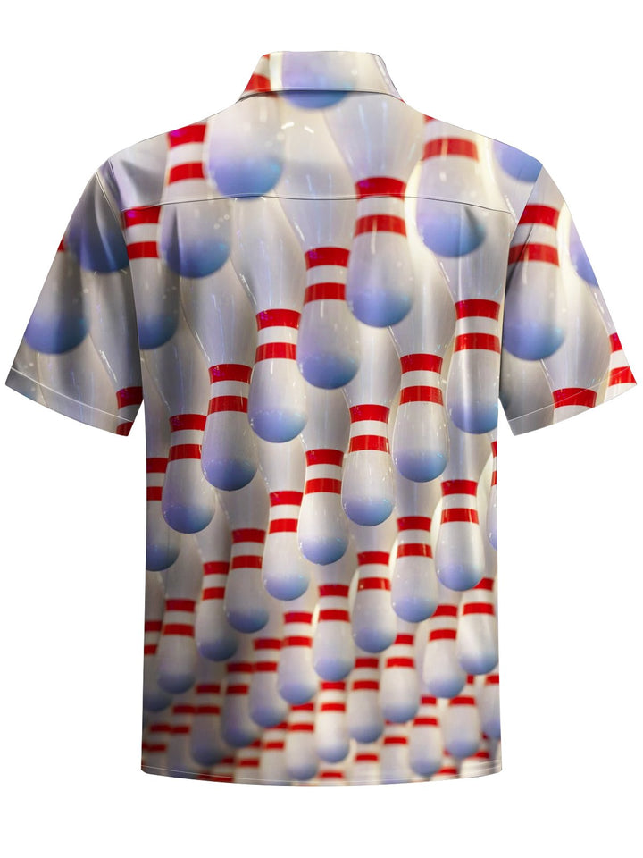 Alohadaddy® Leisure Sports Bowling Print Art Chest Pocket Men&