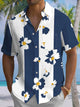 Alohadaddy® Casual Stripes Flowers Art Print Chest Pocket Mens Short Sleeve Shirt Big & Tall