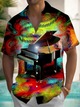 Alohadaddy® Vintage Piano Art Print Chest Pocket Mens Short Sleeve Shirt Big & Tall